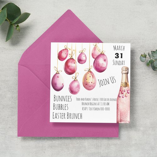 Bubbles Bunnies and Easter Brunch Invitation