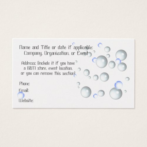 Bubbles business, Save the Date, or Calling cards Business Card