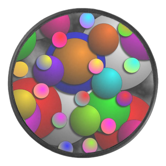 Bubbles by Kenneth Yoncich Hockey Puck (Front)