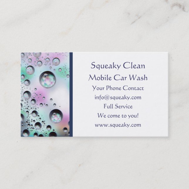 Bubbles Car Wash Business Card Template (Front)