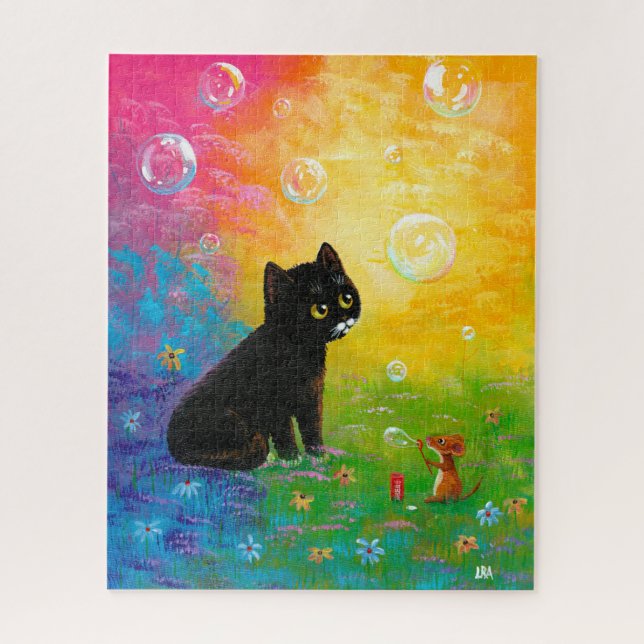 Bubbles Cat Mouse Fantasy Jigsaw Puzzle (Vertical)