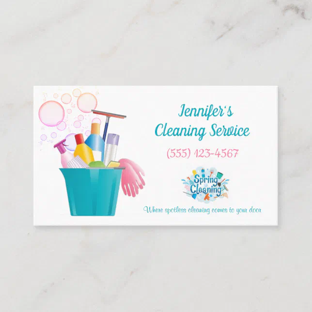 Bubbles Cleaning Supplies House Cleaning Services Business Card | Zazzle