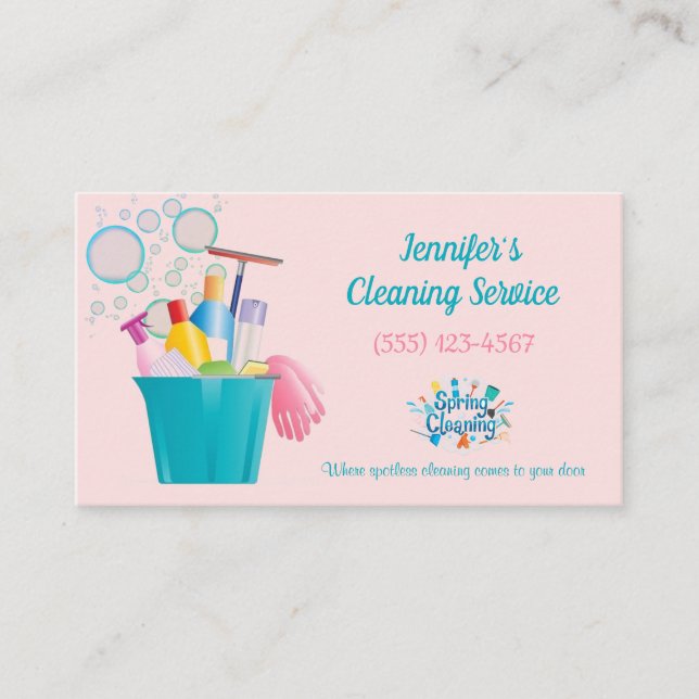 Bubbles Cleaning Supplies House Cleaning Services Business Card (Front)