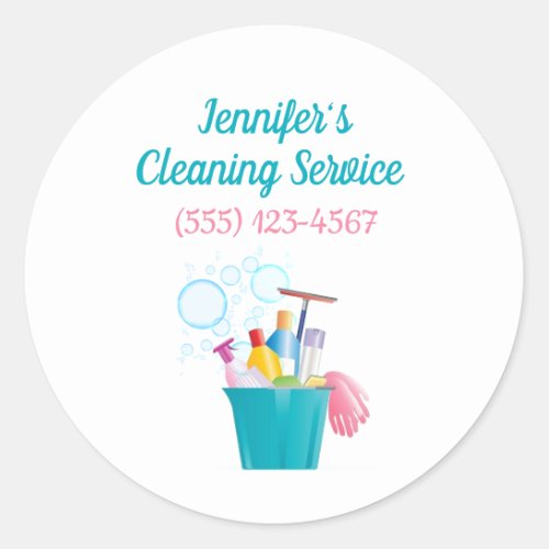 Bubbles Cleaning Supplies House Cleaning Services Classic Round Sticker