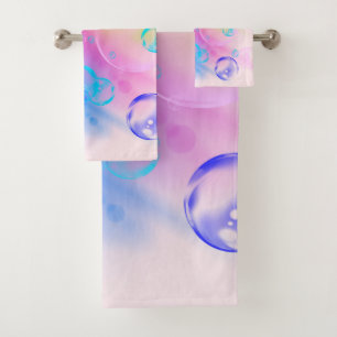 BUBBLES - Colorful Abstract Image of Fractal Art - Bath Towel Set