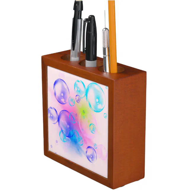 BUBBLES - Colorful Abstract Image of Fractal Art - Desk Organizer | Zazzle