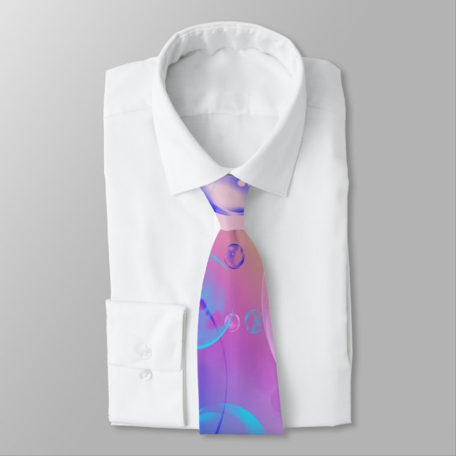 BUBBLES - Colorful Abstract Image of Fractal Art - Neck Tie (Tied)