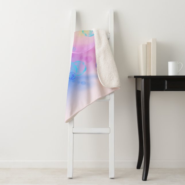 BUBBLES - Colorful Abstract Image of Fractal Art - Sherpa Blanket (In Situ)