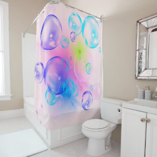 BUBBLES - Colorful Abstract Image of Fractal Art - Shower Curtain