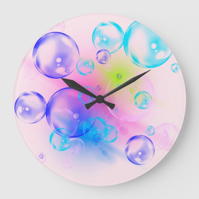 BUBBLES - Colorful Bubbles For Kids - Large Clock (Front)