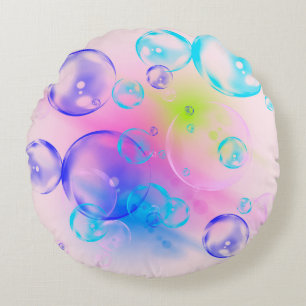 BUBBLES - Colorful Bubbles For Kids - Round Pillow
