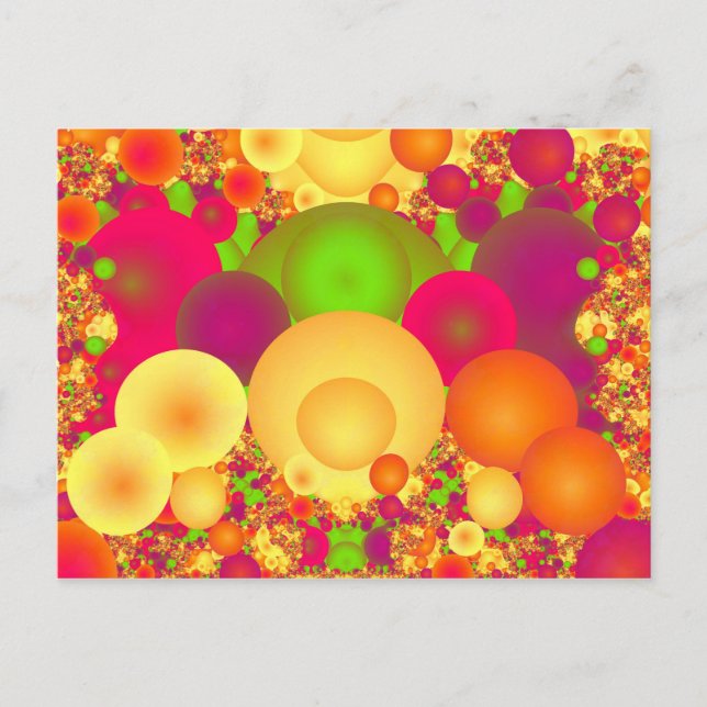 Bubbles Cool Colorful Abstract Fine Fractal Postcard (Front)