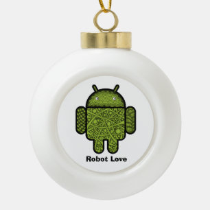 Bubbles Doodle Character for the Android™ robot Ceramic Ball Christmas Ornament