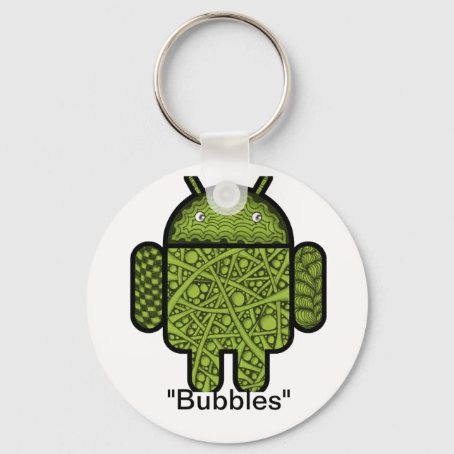 Bubbles Doodle Character for the Android™ robot Keychain (Front)