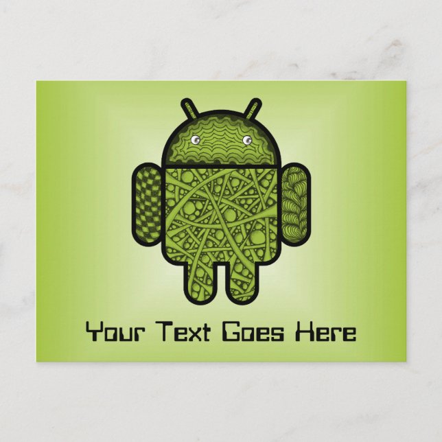 Bubbles Doodle Character for the Android™ robot Postcard (Front)