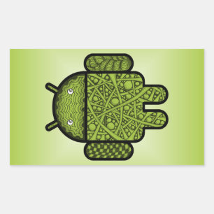 Bubbles Doodle Character for the Android™ robot Rectangular Sticker
