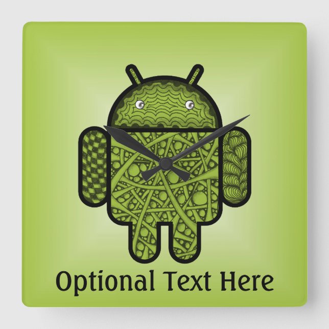 Bubbles Doodle Character for the Android™ robot Square Wall Clock (Front)