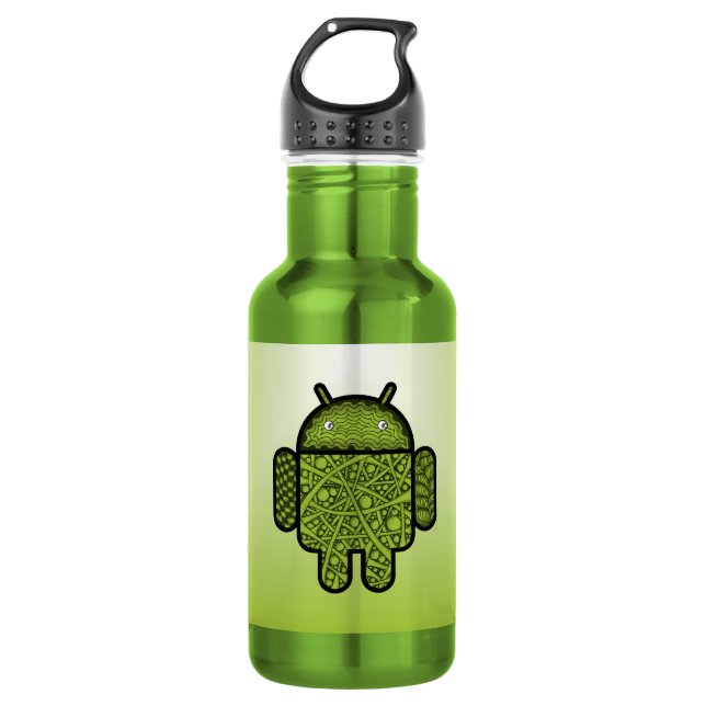 Bubbles Doodle Character for the Android™ robot Stainless Steel Water Bottle (Front)