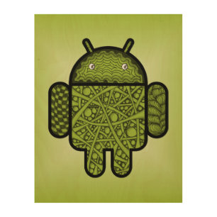Bubbles Doodle Character for the Android™ robot Wood Wall Decor