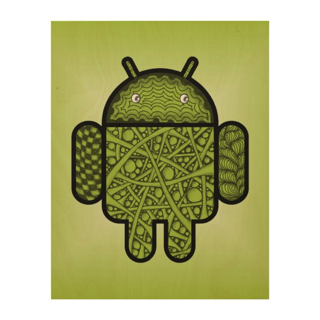 Bubbles Doodle Character for the Android™ robot Wood Wall Decor (Front)