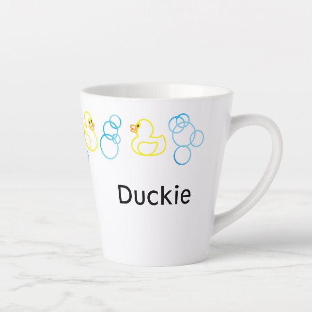 Bubbles & Ducks Bath Time Personalized Latte Mug (Right)