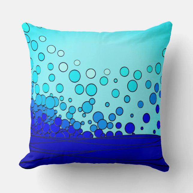 Bubbles from the Blue Water Throw Pillow (Front)