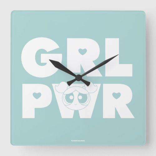 Bubbles Girl Power Square Wall Clock