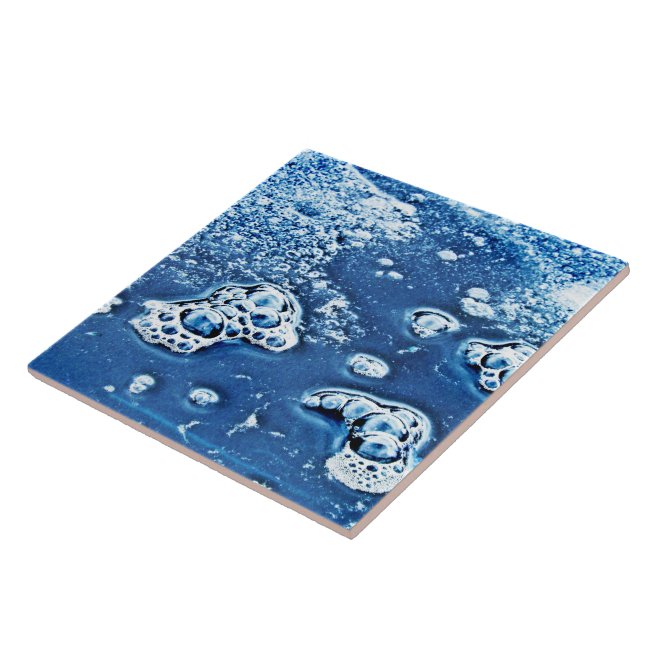 Bubbles Ice Water Blue Abstract Ceramic Tile