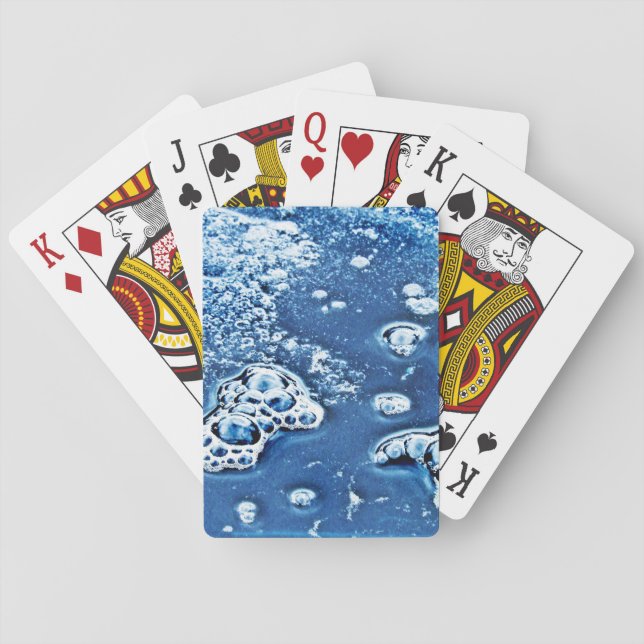 Bubbles Ice Water Blue Abstract Playing Cards (Back)