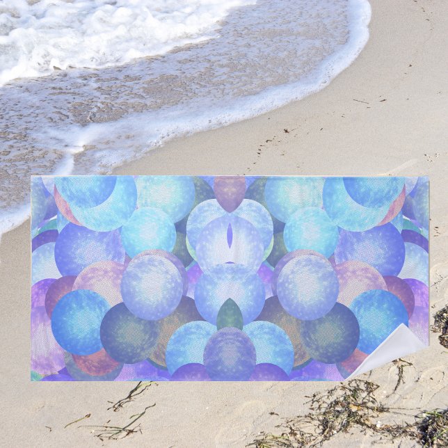 Bubbles in pastel rainbow colors - 3D optics  Beach Towel (Creator Uploaded)