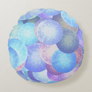 Bubbles in pastel rainbow colors - round pillow