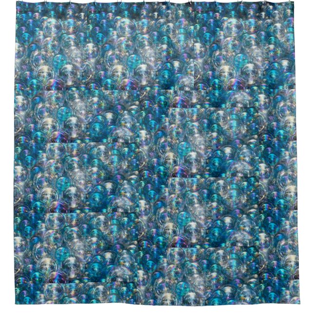 Bubbles in the Bathroom Aqua Blue Shower Curtain (Front)