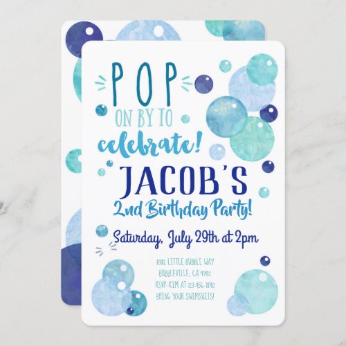 Bubbles Invitation Bubble Birthday Party Blue Boy
