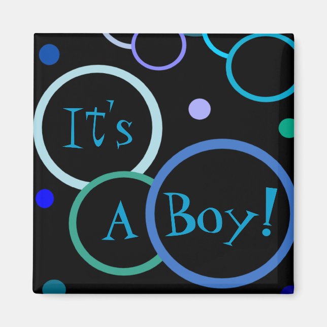 Bubbles It's a Boy Baby Shower Favors Magnets (Front)