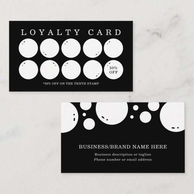 Bubbles Laundry Laundromat Services Loyalty Card (Front/Back)