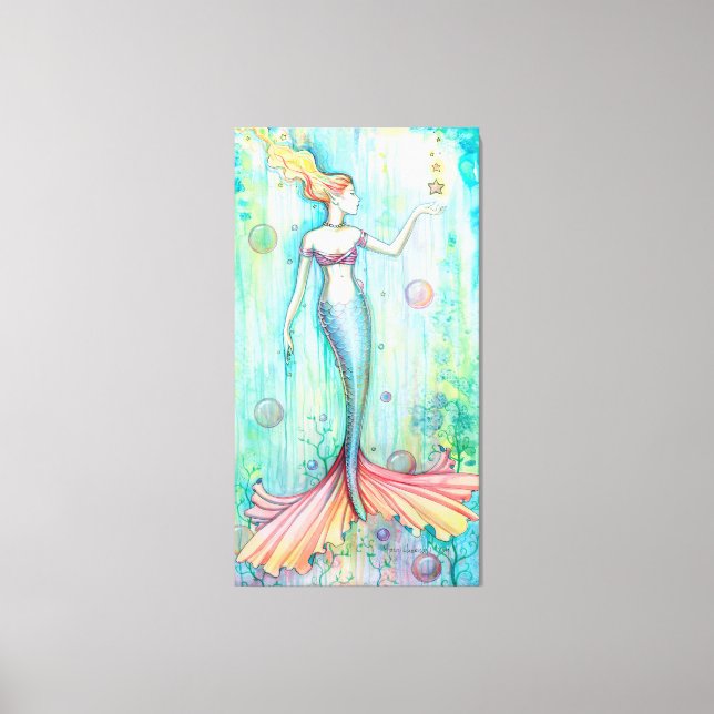 Bubbles Mermaid Fantasy Artwork by Molly Harrison Canvas Print (Front)