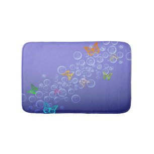 Bubbles n butterflies bathroom mat