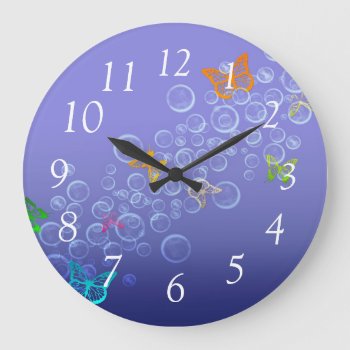 Bubbles N Butterflies Large Clock by CBgreetingsndesigns at Zazzle