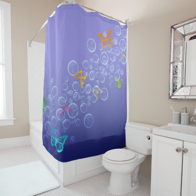 Bubbles n Butterflies Shower Curtain (In Situ)