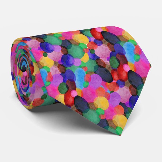 Bubbles of Color Watercolor Patterned Neck Tie (Rolled)