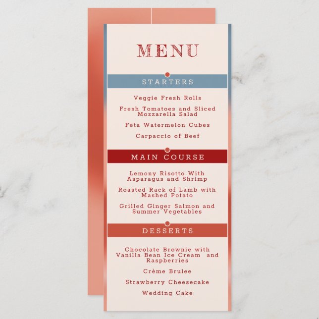 Bubbles of Love: Compact Wedding  Menu (Front/Back)