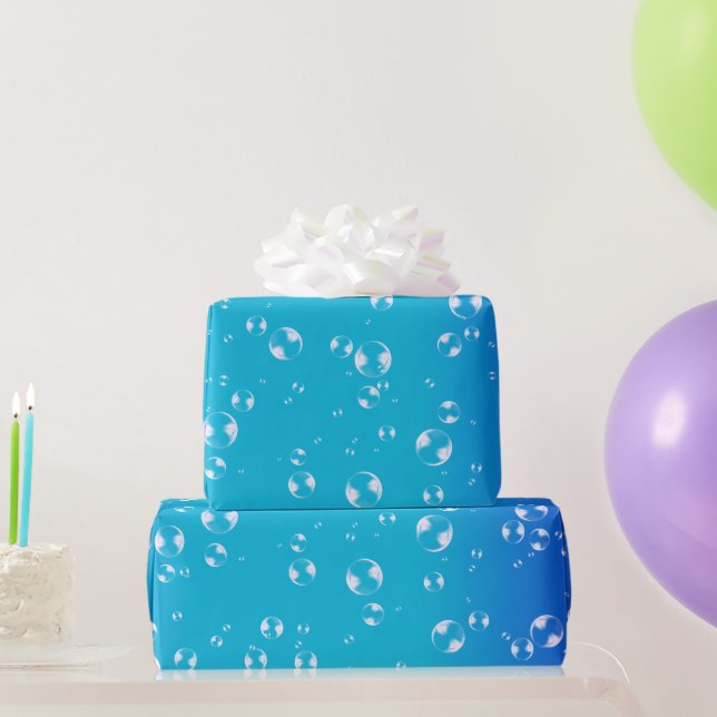 Bubbles On Blue and Turquoise Gradient Wrapping Paper (Party Gifts)