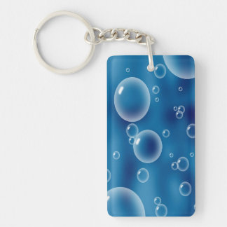 Bubbles On Dark Blue Background Keychain