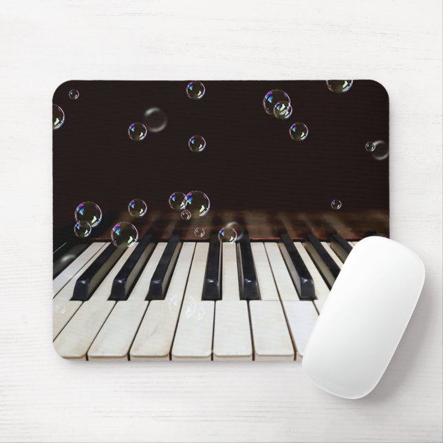 Bubbles on Piano Keyboard Mouse Pad (With Mouse)