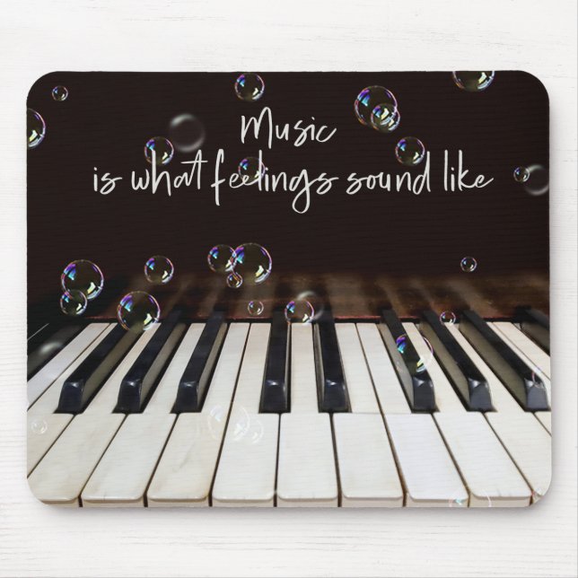 Bubbles on Piano Keyboard Quote Mouse Pad (Front)