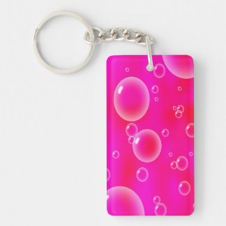Bubbles On Pink Background Keychain
