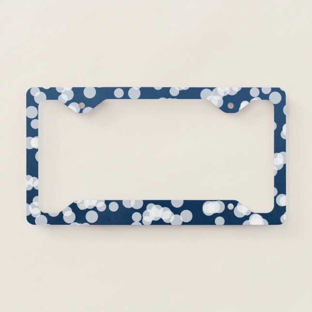 Bubbles Pattern: Navy Blue License Plate Frame (Front)
