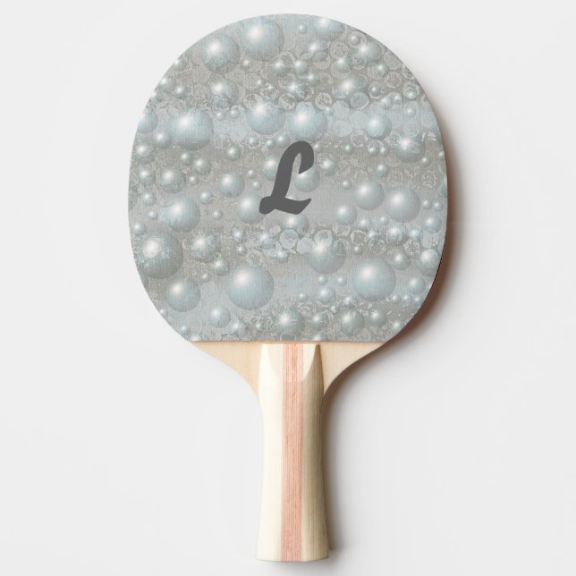 Bubbles Pearls Lace Monogram Ping Pong Paddles (Front)