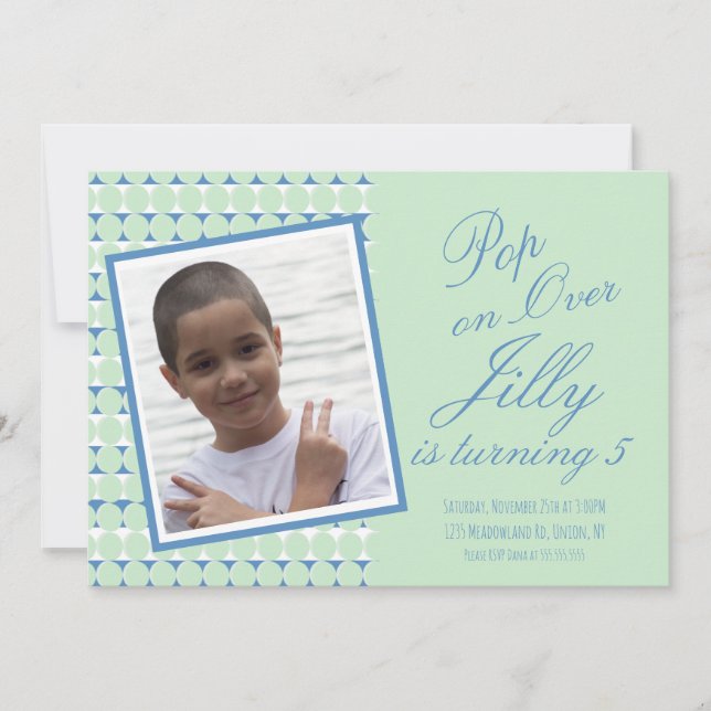 Bubbles Pop Over Theme Boys Birthday Party  (Front)