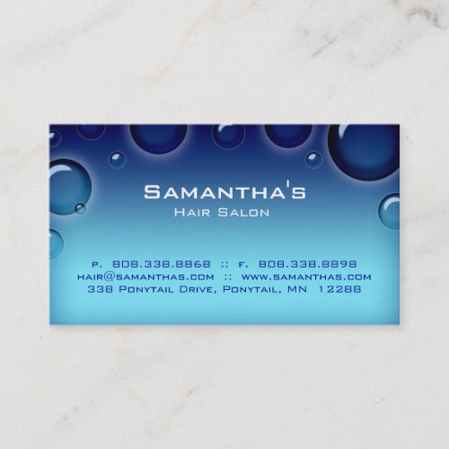 Bubbles Salon Spa Appointment Card blue Business Card